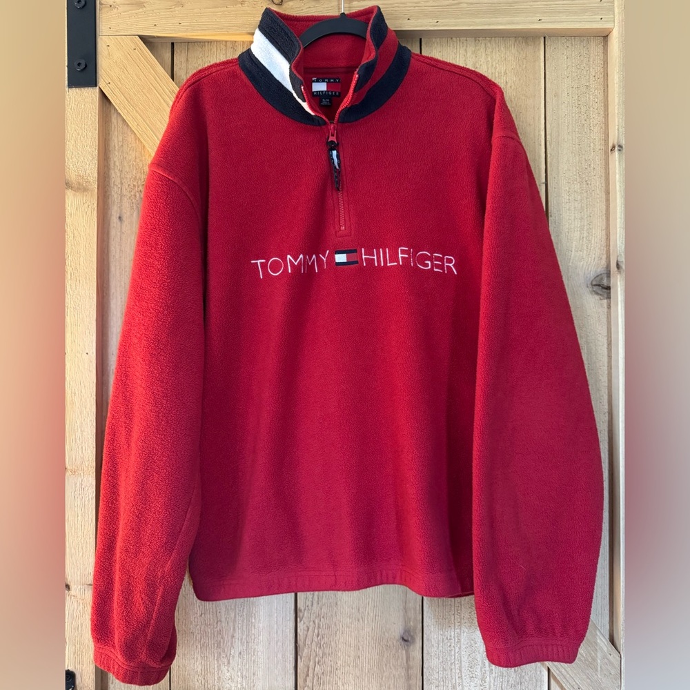 Vintage Tommy Hilfiger Red Zip-Up Sweater - Picture 4 of 4